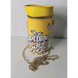 Yellow popcorn bucket novelty fashion crossbody bag